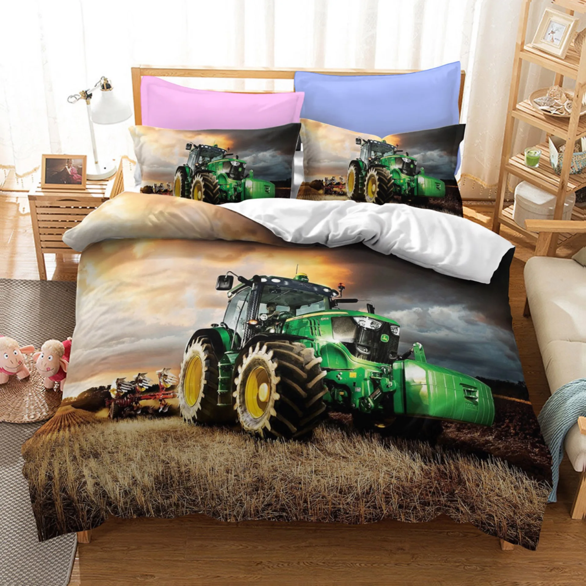 Farm Tractor 3D Printed Duvet Case Pillowcase Bedding Set Twin Full Queen King Size For Kids Adults Bedroom Home Decor