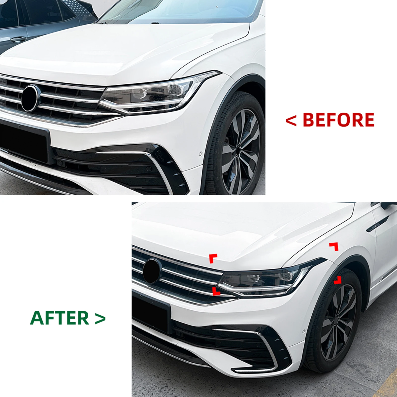 

For Volkswagen VW Tiguan MK2.5 2021-2023 Headlight Eyebrow Eyelids Cover Head Light Lamp Trim