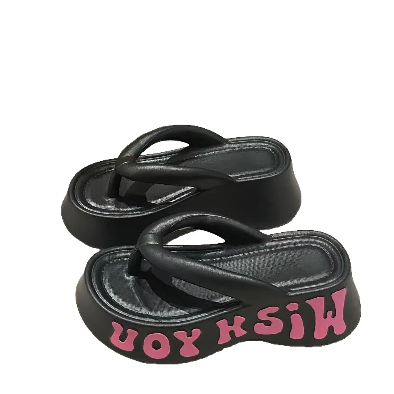 صنادل صيفية ذات نعل سميك، صنادل نسائية عصرية بكعب مكتنز، صنادل شاطئ منزلية بنعل ناعم #5