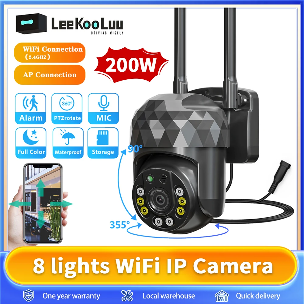 V380 Pro 2MP Ultra HD PTZ 2.4G WiFi LED Outdoor H265 AI Human Detection 1080P Audio IP Camera Auto Tracking Video Surveillance