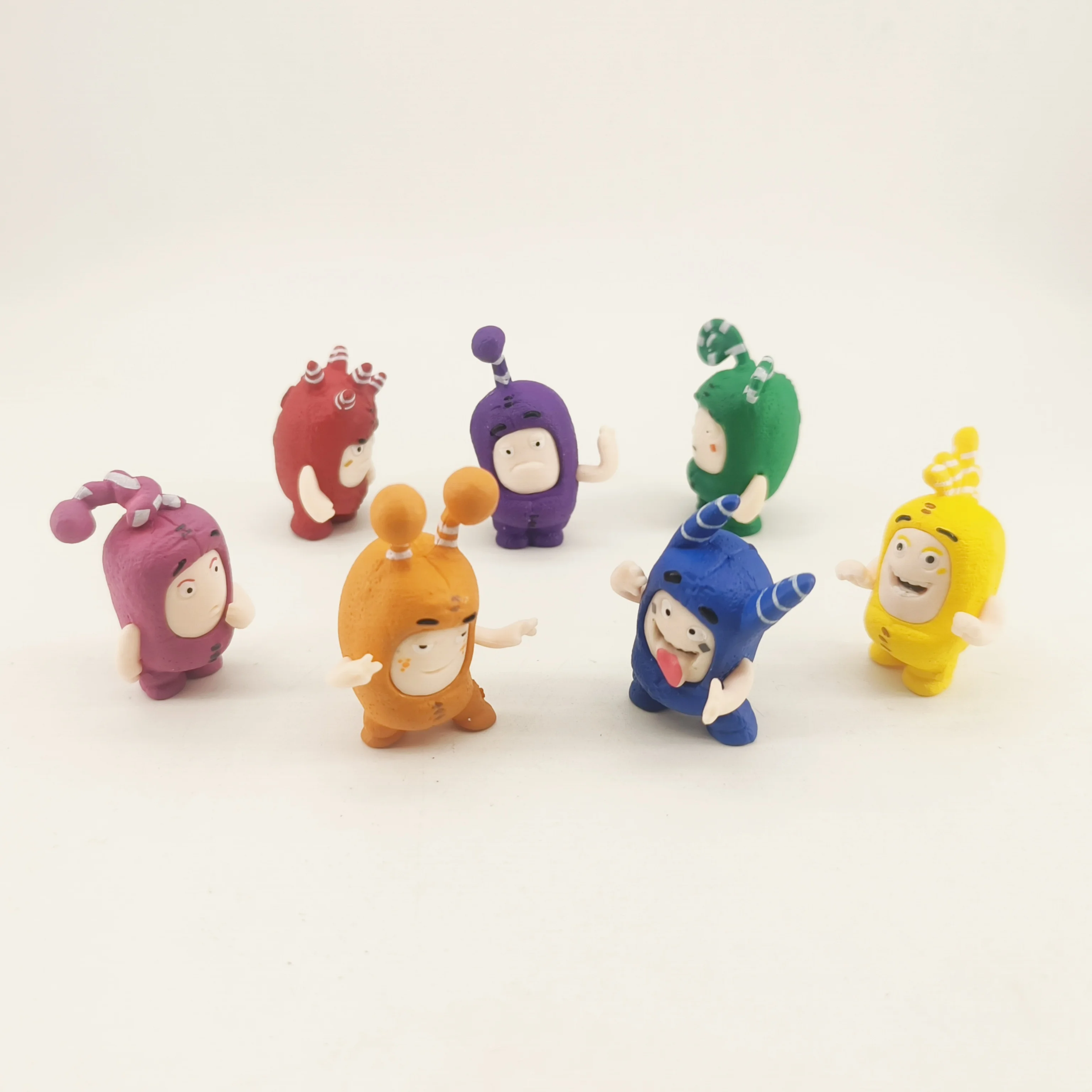 7pcs Oddbods Action Figures PVC 4cm Anime Oddbods Toys Cute Jeff Bubbles Fuse Model Little Figuras Ornament Kids Birthday Gifts