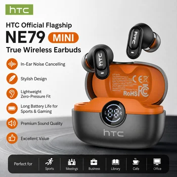 HTC NE79 TWS Bluetooth 6.0 Earbuds AI Translation 135 Languages ENC Noise Cancelling HiFi…