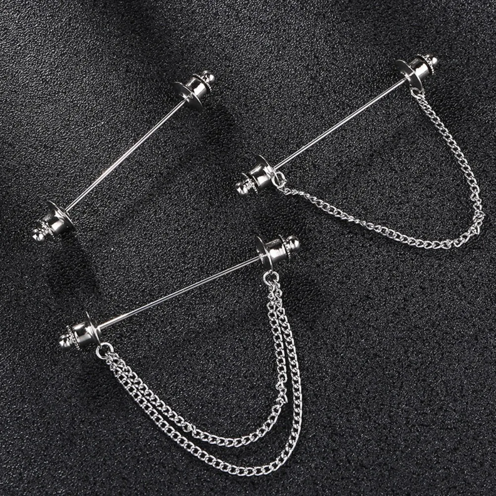 Classic Men Collar Pin Necktie Clip Bar Cross Tassel Chain Shirt Collar Pin Wedding Suit Brooch Lapel Pin Clothing Accessories