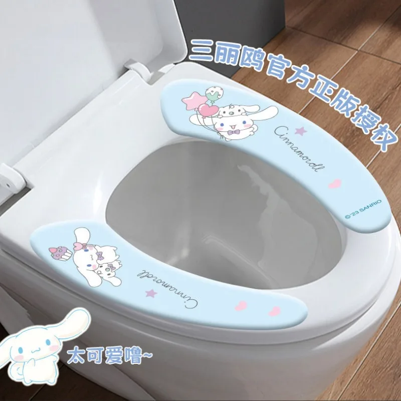 Kawaii Sanrio Anime Cartoon My Melody Kuromi Strawberry Bear Toilet Mat Home Toilet Sticker Four Seasons Cute Convenient Gift