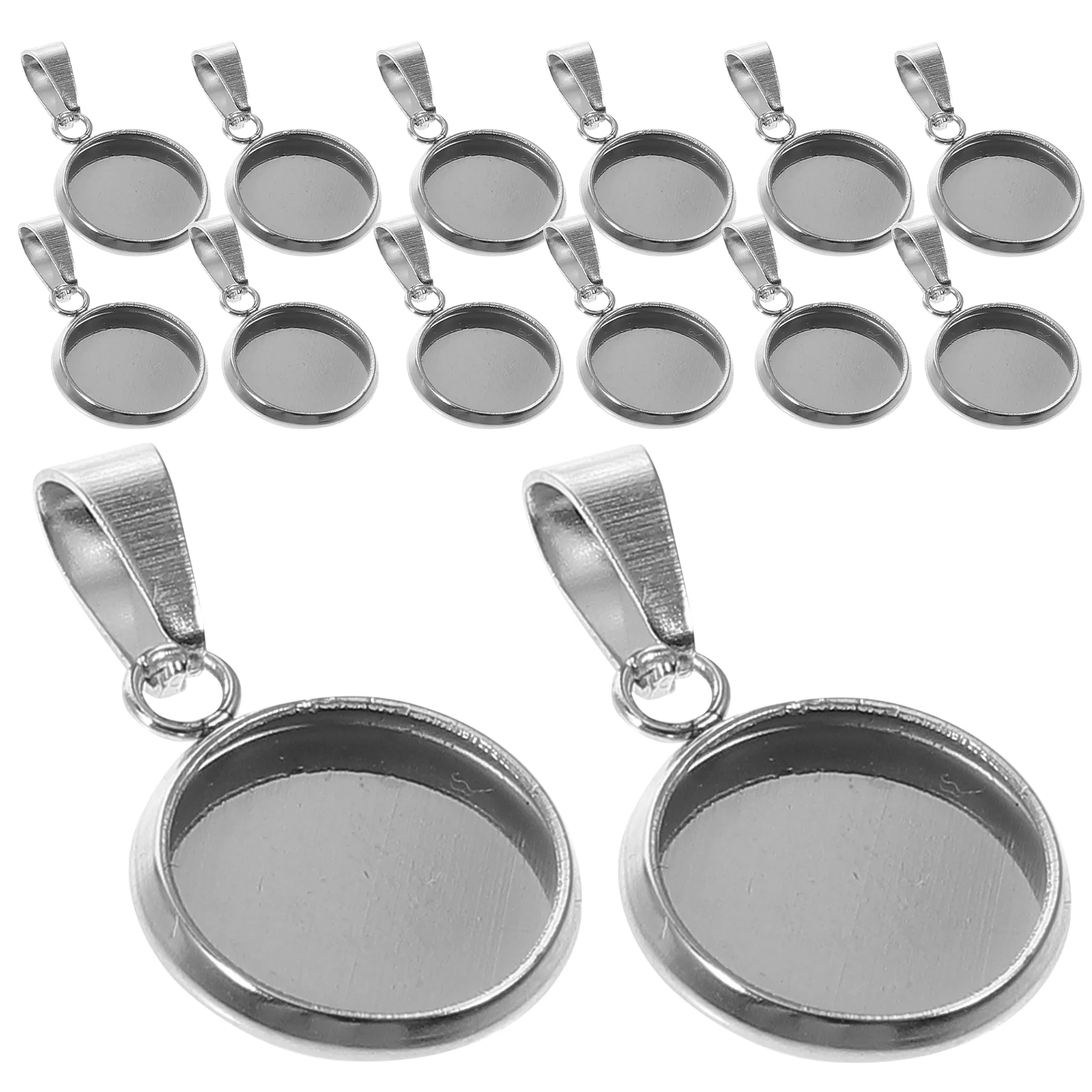 20 Pcs Pendant Trays DIY Holder Jewelry Round Cork Base Necklace Stainless Steel