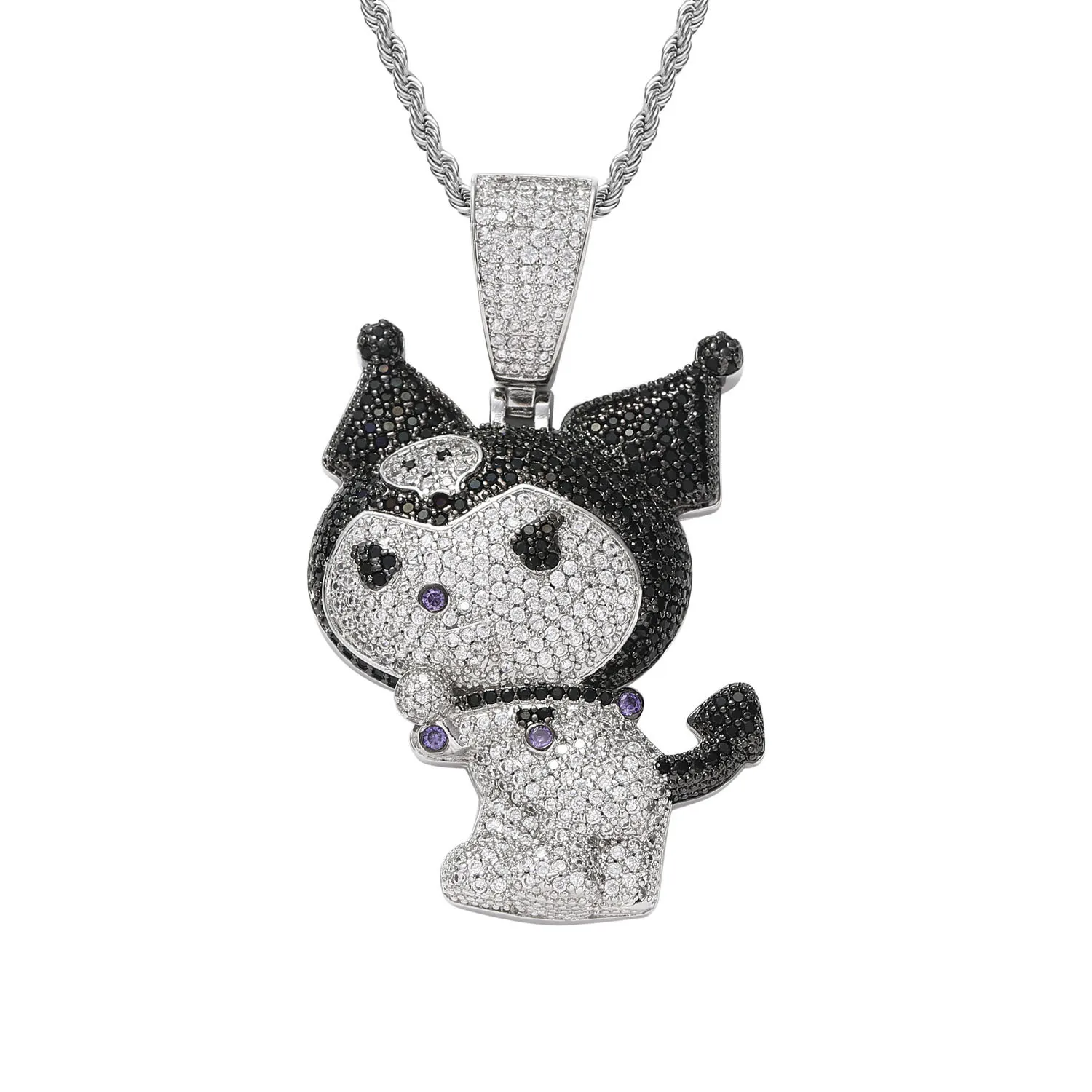 Little Devil Kuromi Cartoon Pendant, Hello Kitty Necklace, Hip Hop Jewelry, Yugui Dog Personalized Versatile Design Pendant