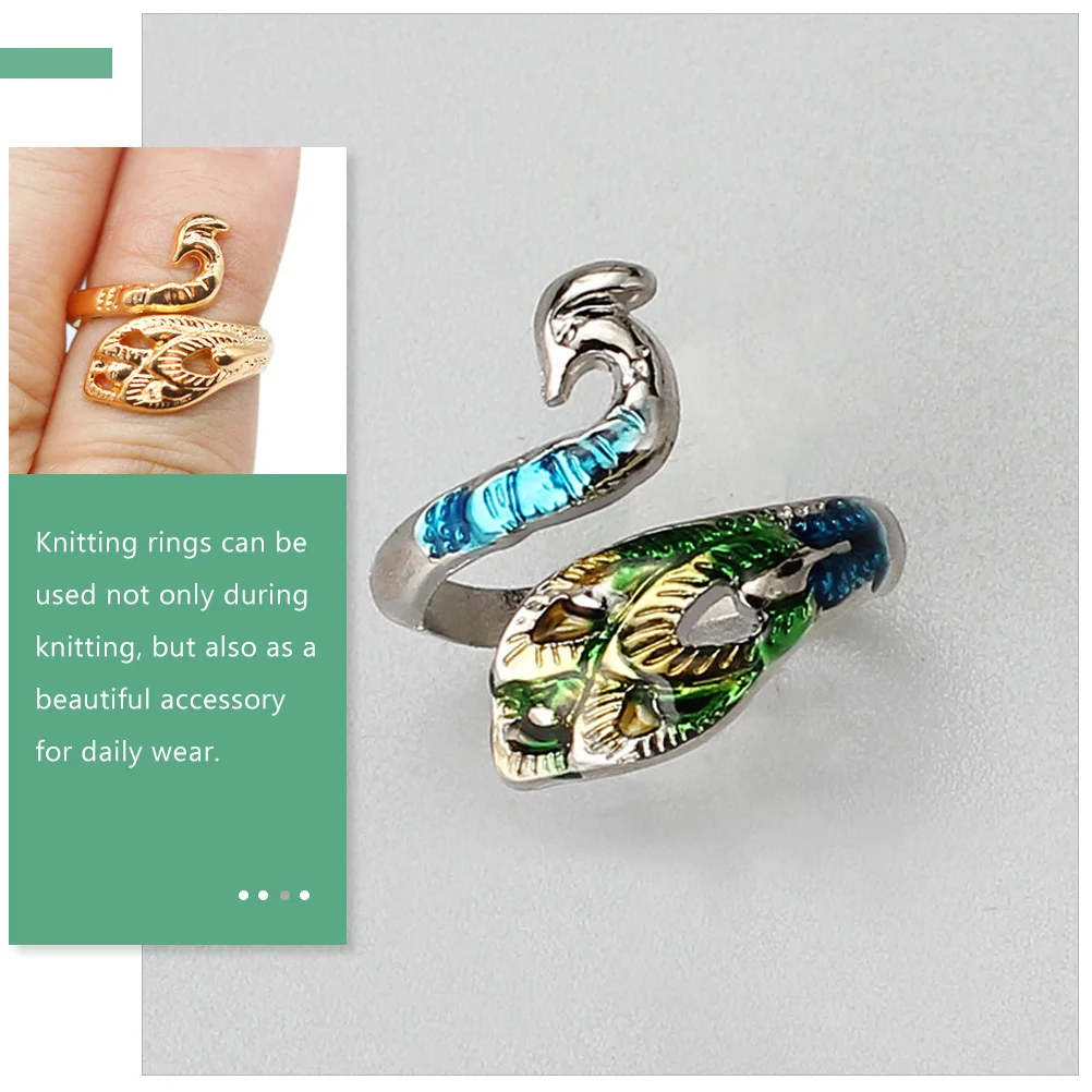 

8pcs Vintage Peafowl Knitting Rings Adjustable Yarn Guide For Crochet Loop Braided Household Sewing Tool Finger Ornament