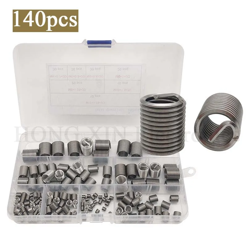 

140Pcs 304Stainless Steel Metric M3M4M5M6M8M10M12 Wire Thread Inserts Sheath Helical Type Coiled Wire Screw Repair Sleeve kit