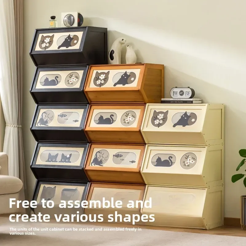 Nordic bookcase, low bookshelf, Japanese-style shelf, locker, bookcase sliding door group, household combined floor storage