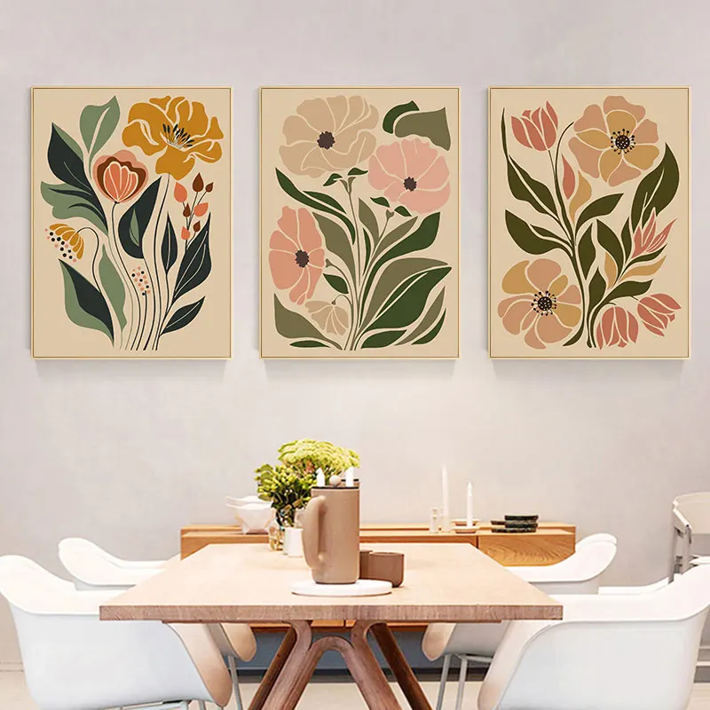 Abstract Beautiful Floral Canvas Art Poster Prints Simple Botanical Flowers Wall Decorative Pictures for Living Room Bedroom