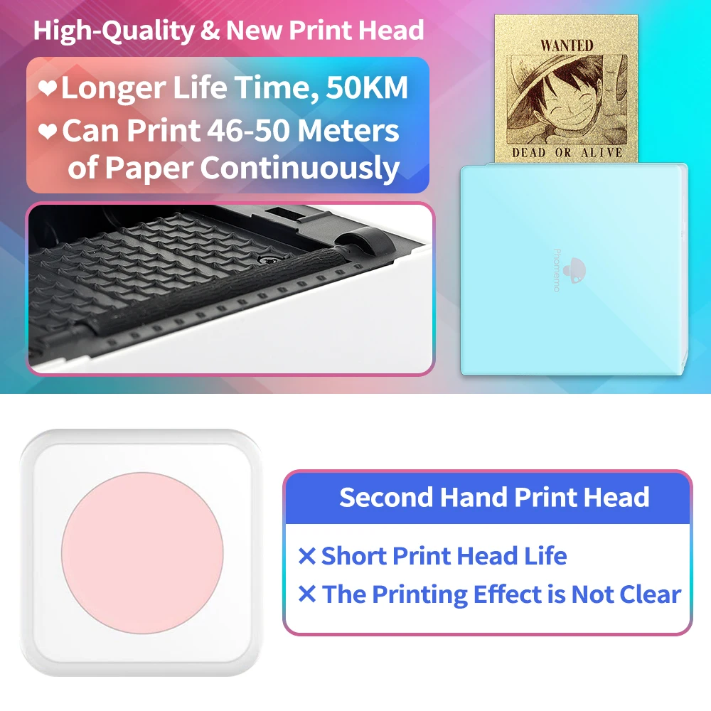 Phomemo Printer Mini M02 Portable Phone Wireless Sticky Printer Photo DIY Sticker Maker Self-Adhesive Thermal Paper Rolls