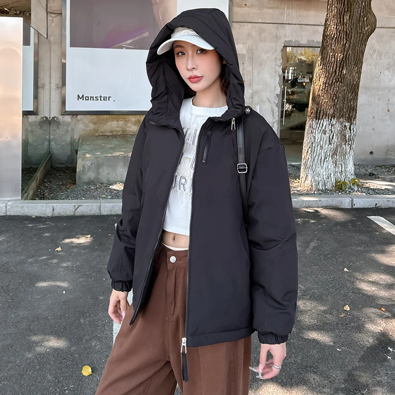 Autumn Winter Windproof Warm Jacket Lady Casual Loose Outerwear New Hooded Parkas Women's Short Coats Cotton-padded Clothes
