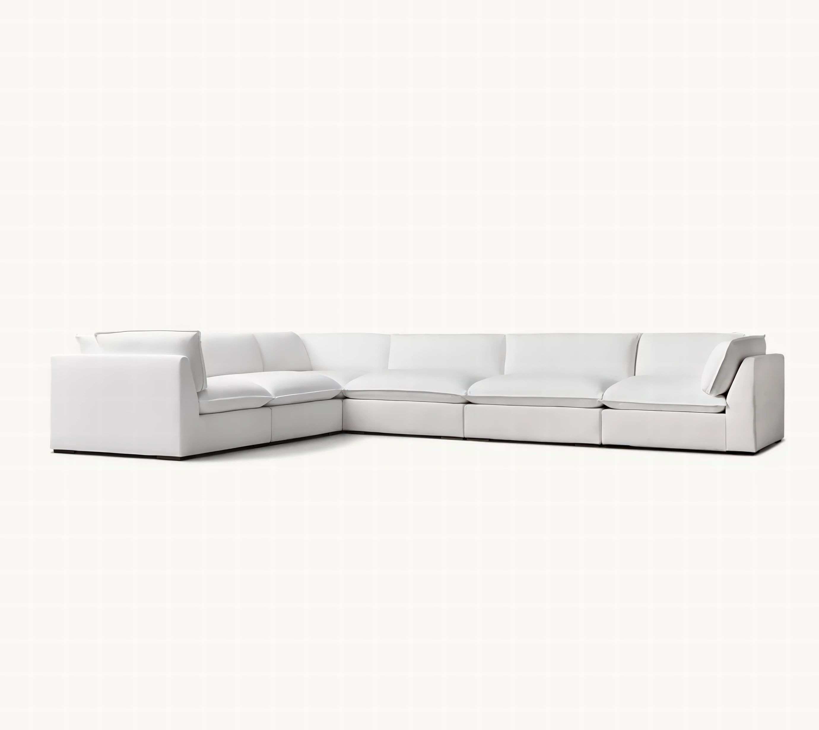 xx-RH Cloud Modular Slope Arm Sofa Set, Modern White Fabric L-Shaped Sectional with Slanted Arms, Luxury Living Room Furniture
