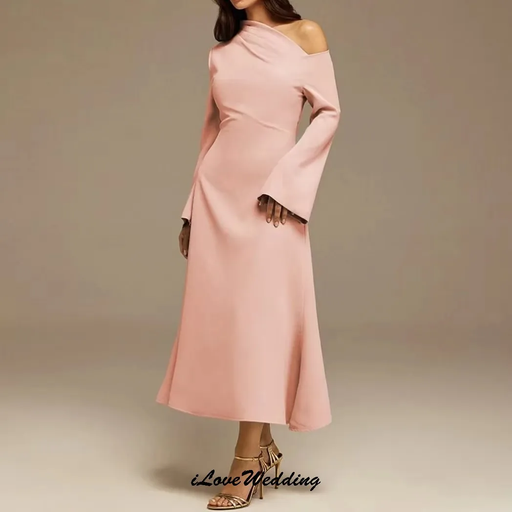 

Cocktail Dress 2025 Sakura Pink Wedding Party Dress For Woman Long Sleeve Formal A-Line Elegant Gala Evening Dresses Customized