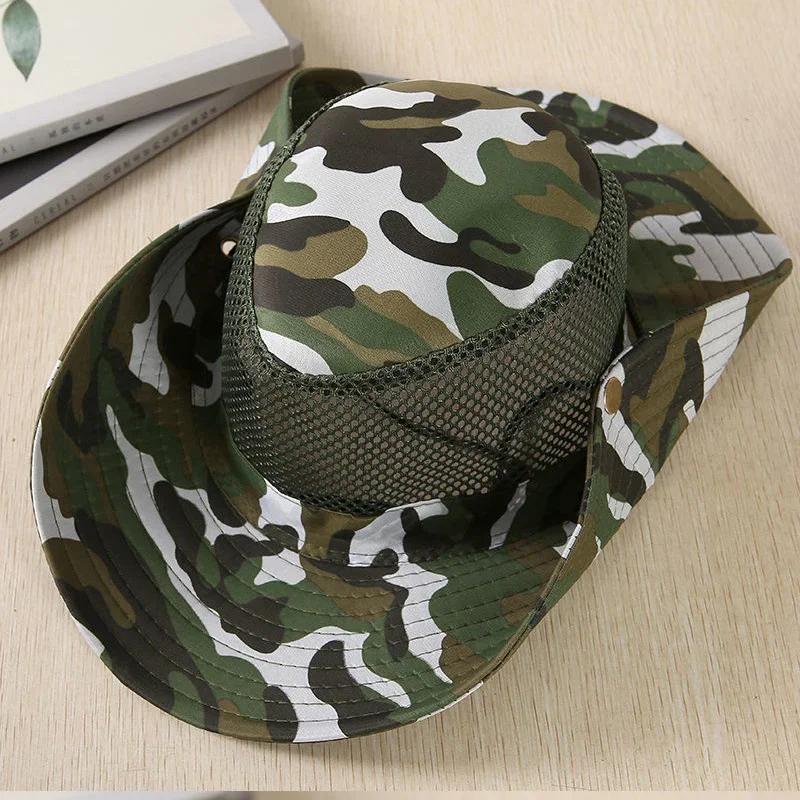 Multiple Styles Outdoor Beach Sun Shade Breathable Bucket Hat Male Summer Fishing Caps Trekking Collapsible Mesh Fisherman Cap