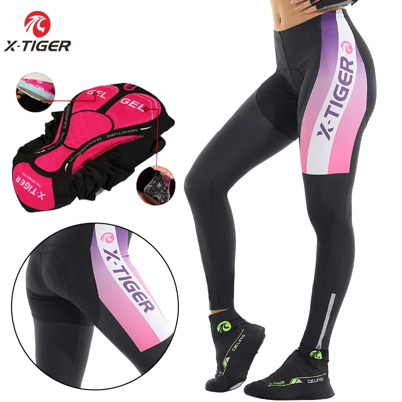 X-Tiger Cycling Pants Padded Bike Pants Women Biking Tights Leggings Breathable UPF 50+ Racing Bicycle Pants With Leg Zippers