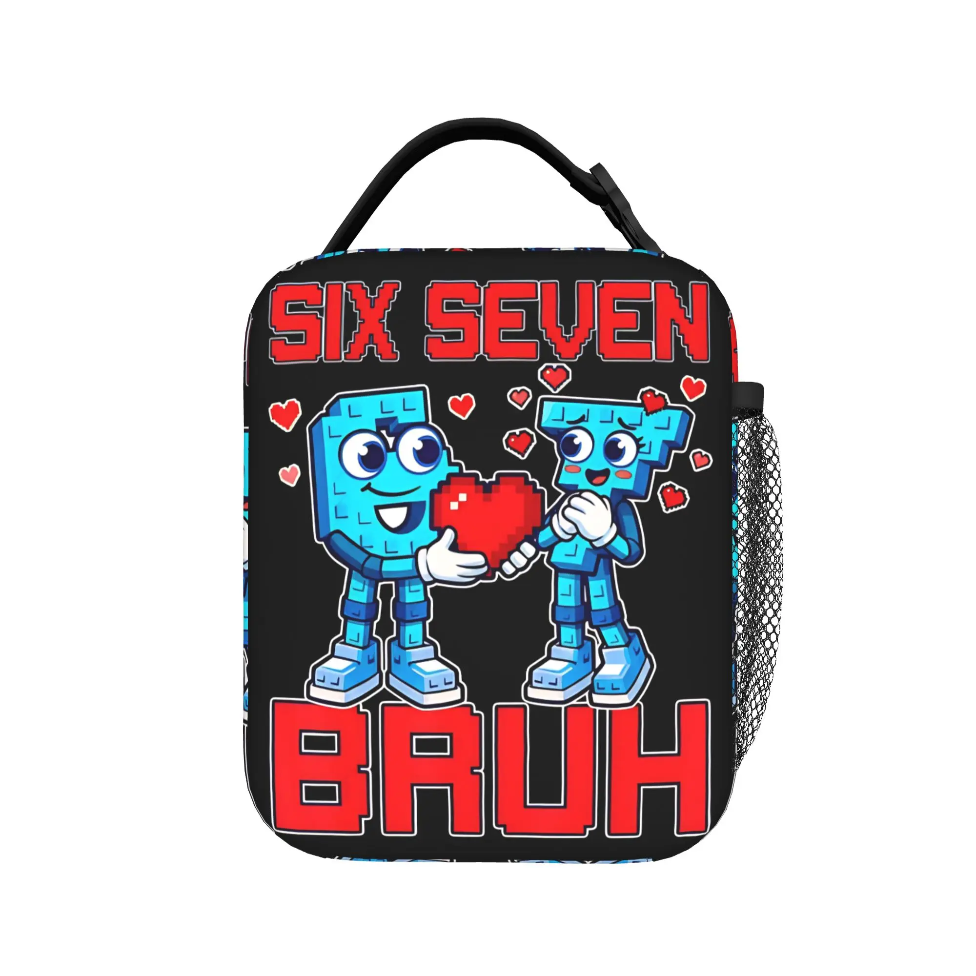 

Сумка-холодильник SIX SEVEN BRUH Pixel Valentine Number 67 Funny Meme для мужчин и женщин, термосумка для еды, ланч-бокс для пикника