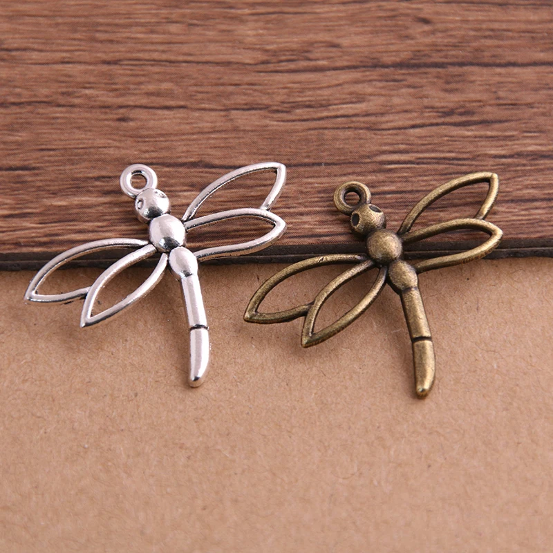 16PCS 27*33mm 2 Color Hollow Dragonfly Charms Animal Pendant Metal Alloy DIY Necklace Bracelet Earrings Marking