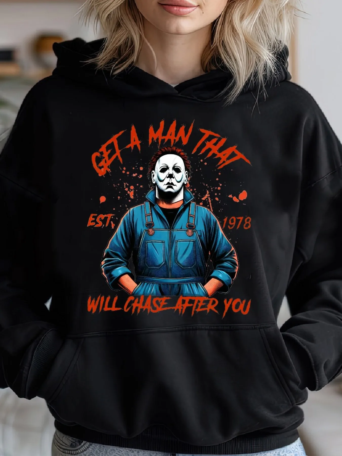 

Halloween Horror Movie Graphic Print Autumn and Winter Cotton Hoodie Outdoor Street Fashion Sports Brand Clothing