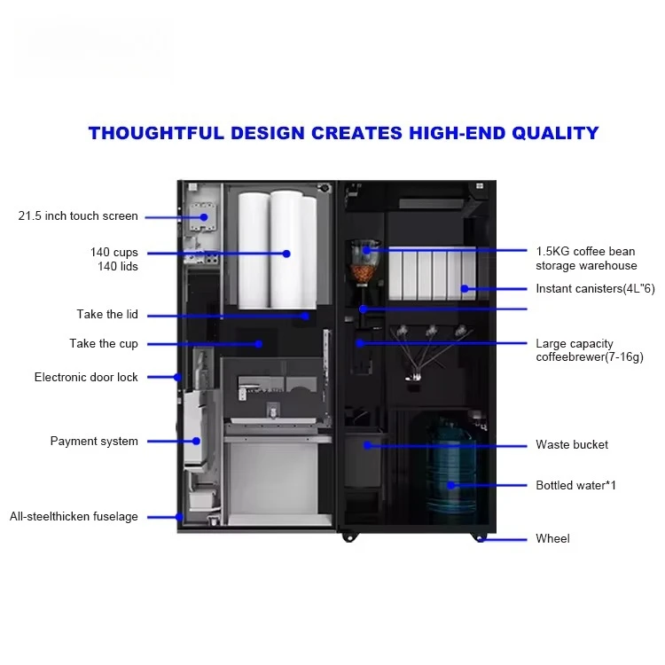 Freshly Ground Coffee Vending Machine Card Operated Coffee Vending Machine with Touch Screen