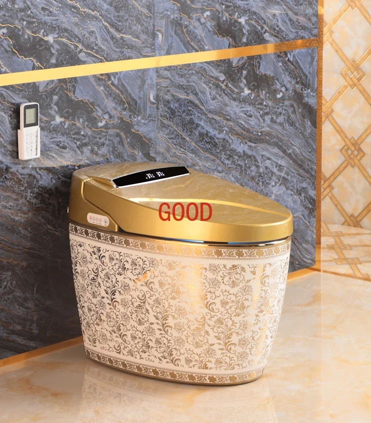 Tuhao gold smart toilet splash-proof integrated gold-plated toilet color Guangdong