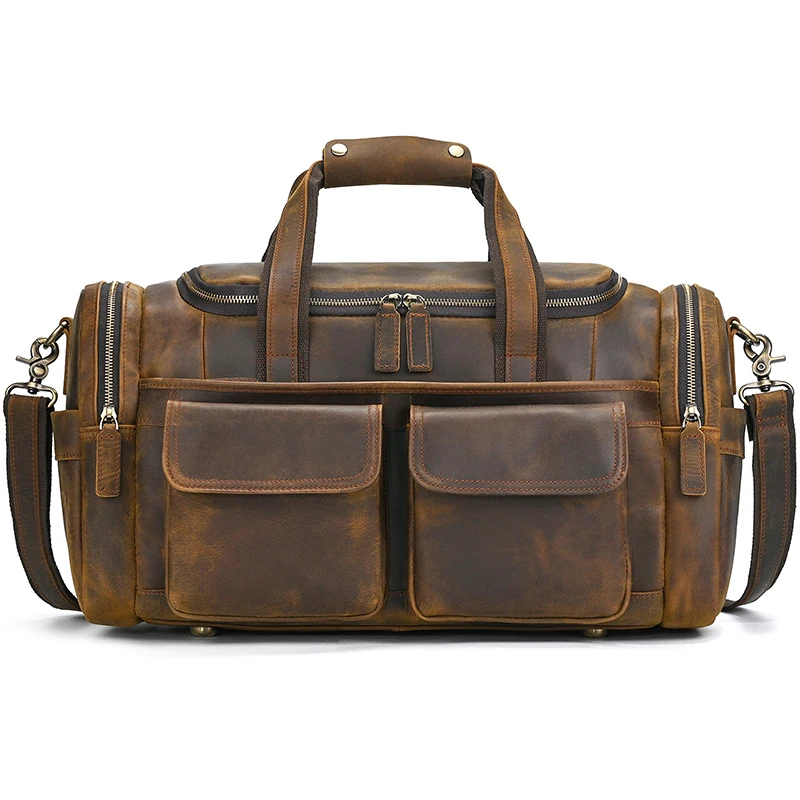 

Кожаная Дорожная сумка большой емкости, Мужская Дорожная сумка в стиле ретро, 100% натуральная кожа, мужская дорожная сумка