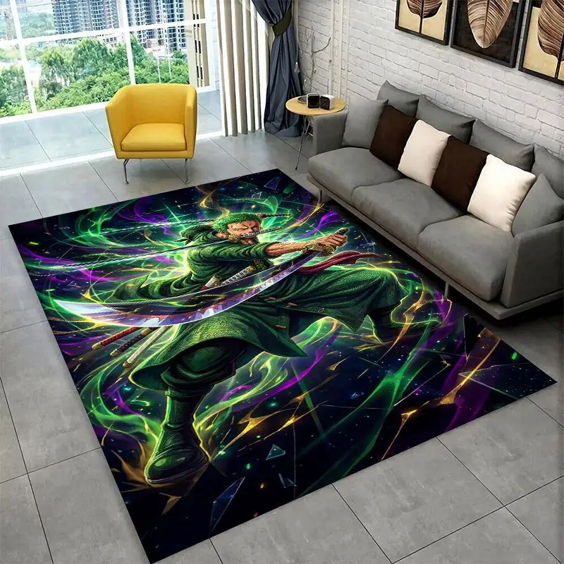 Classic Anime One P-Piece Cartoon Zoro Non-Slip Area Rug for Living Room,Bedroom,Playroom,Soft Carpet Floor Mat Home Decor Rug