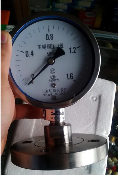 Customized YTP-100BF-MF/DN25 all stainless steel flange type shock-resistant diaphragm pressure gauge 1.6mpa