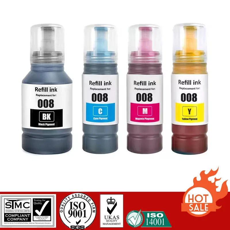 recarga compativel da tinta do pigmento para epson epson e008 e008 e008 l6460 l6490 l6550 l6570 l6580 l11160 l15150 l15160 l1518 impressora 01