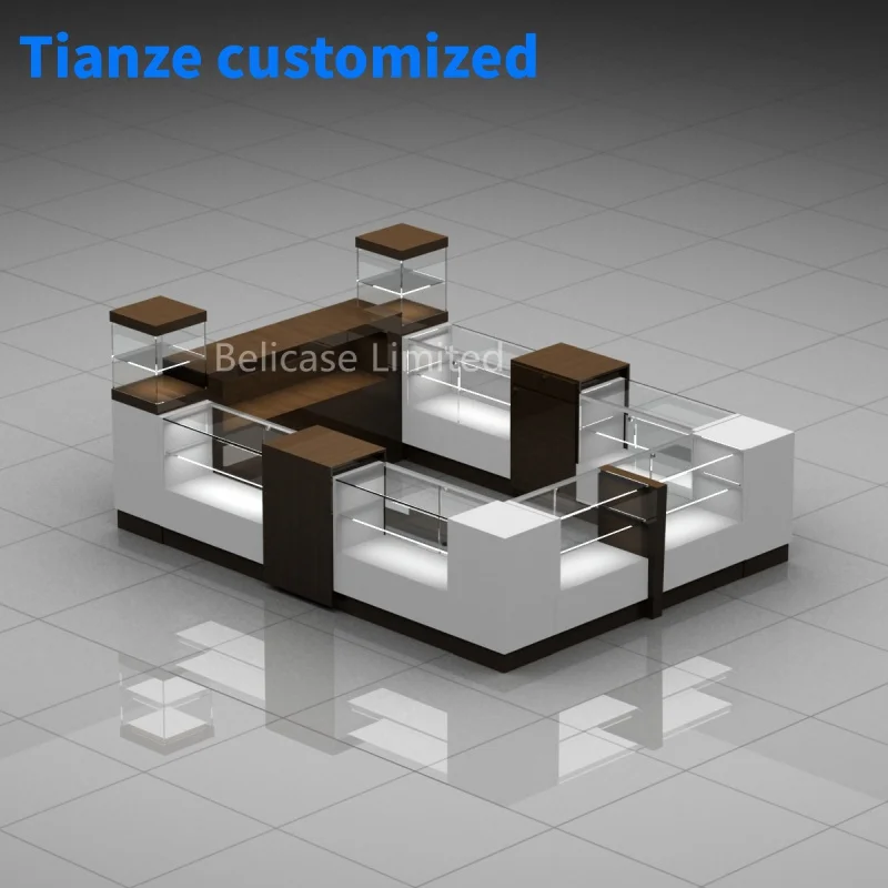 (Под заказ) Новый Модный киоск для торговых центров, витрина для драгоценностей, деревянная стеклянная витрина, киоск для ювелирных изделий