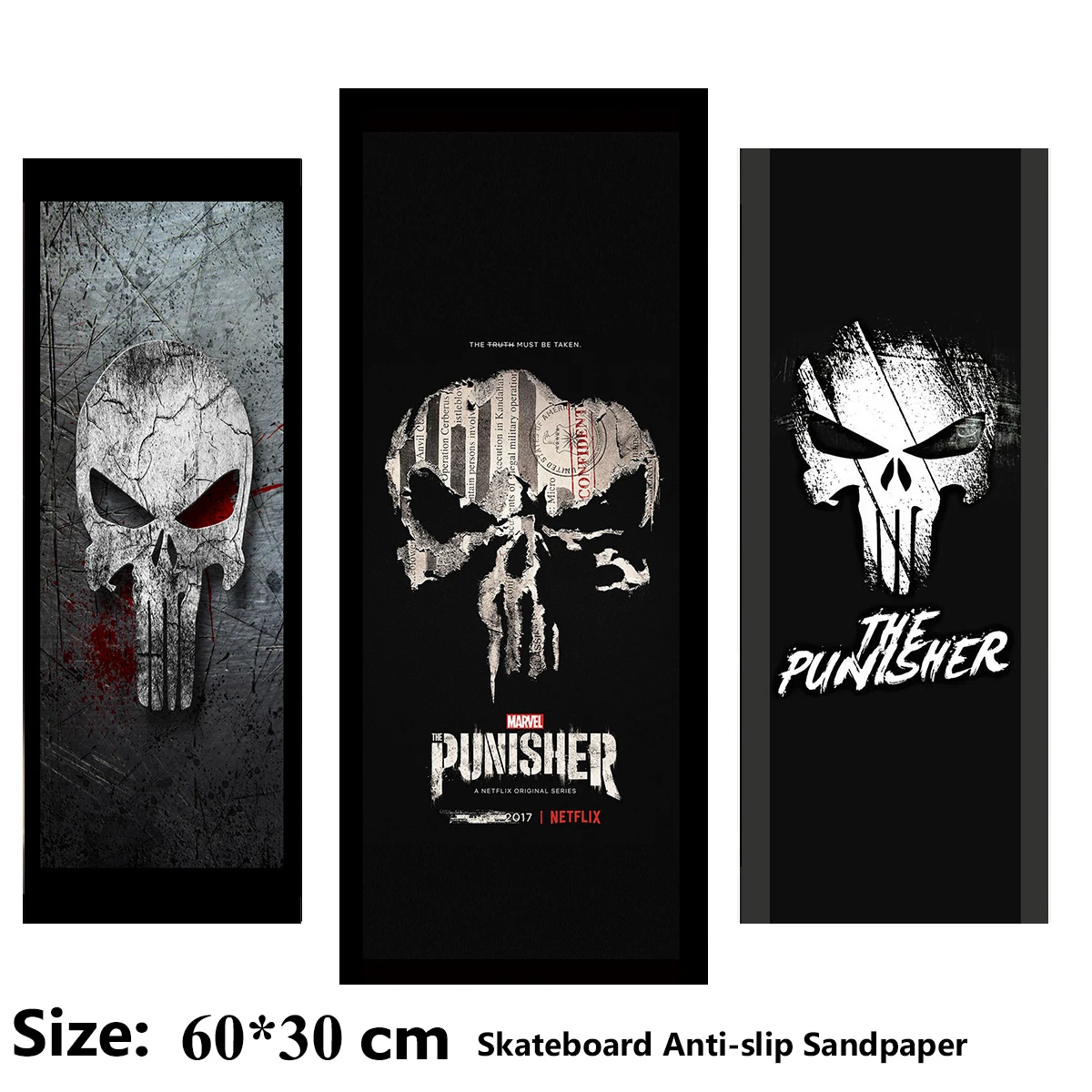 أسود أبيض الجمجمة الظلام نمط نمط سكوتر كهربائي المضادة للانزلاق ملصق الصنفرة سكيت شريط لحام ورقة 60*30 سنتيمتر #1