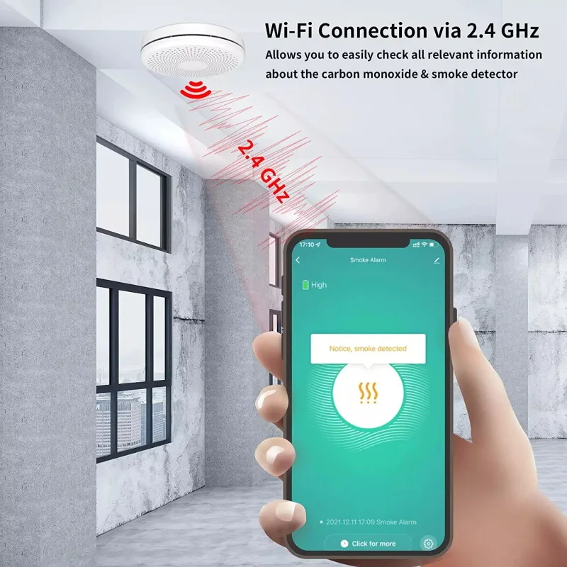 Tuya Detector inteligente de combinación de monóxido de carbono y humo, notificación en tiempo Real, alarma de incendios, Sensor de detección, WiFi