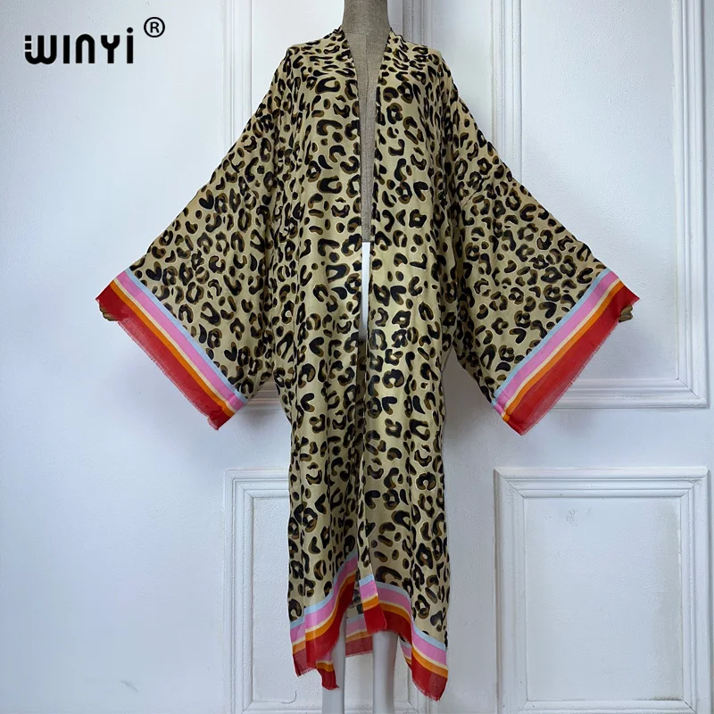 WINYI kimono Bohemen print vest abaya dubai luxe Elegante strandoutfits cover-up sexy katoen gevoel jurken dames abaya