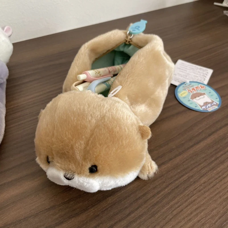 (BF06)Cute Little Otter Plush Pencil Case Cartoon Animal Doll Pen Bag Stationery Storage School Supplies Plush Pencil Cases