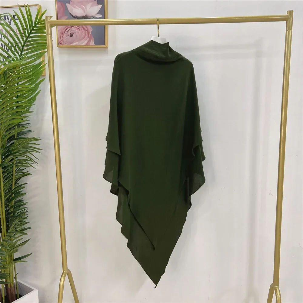 Women Muslim 2 Layer Khimar Overhead Prayer Hijab Eid Ramadan Islamic Amira Veil Headdress Turkish Niqab Nikab Headscarf Abayas