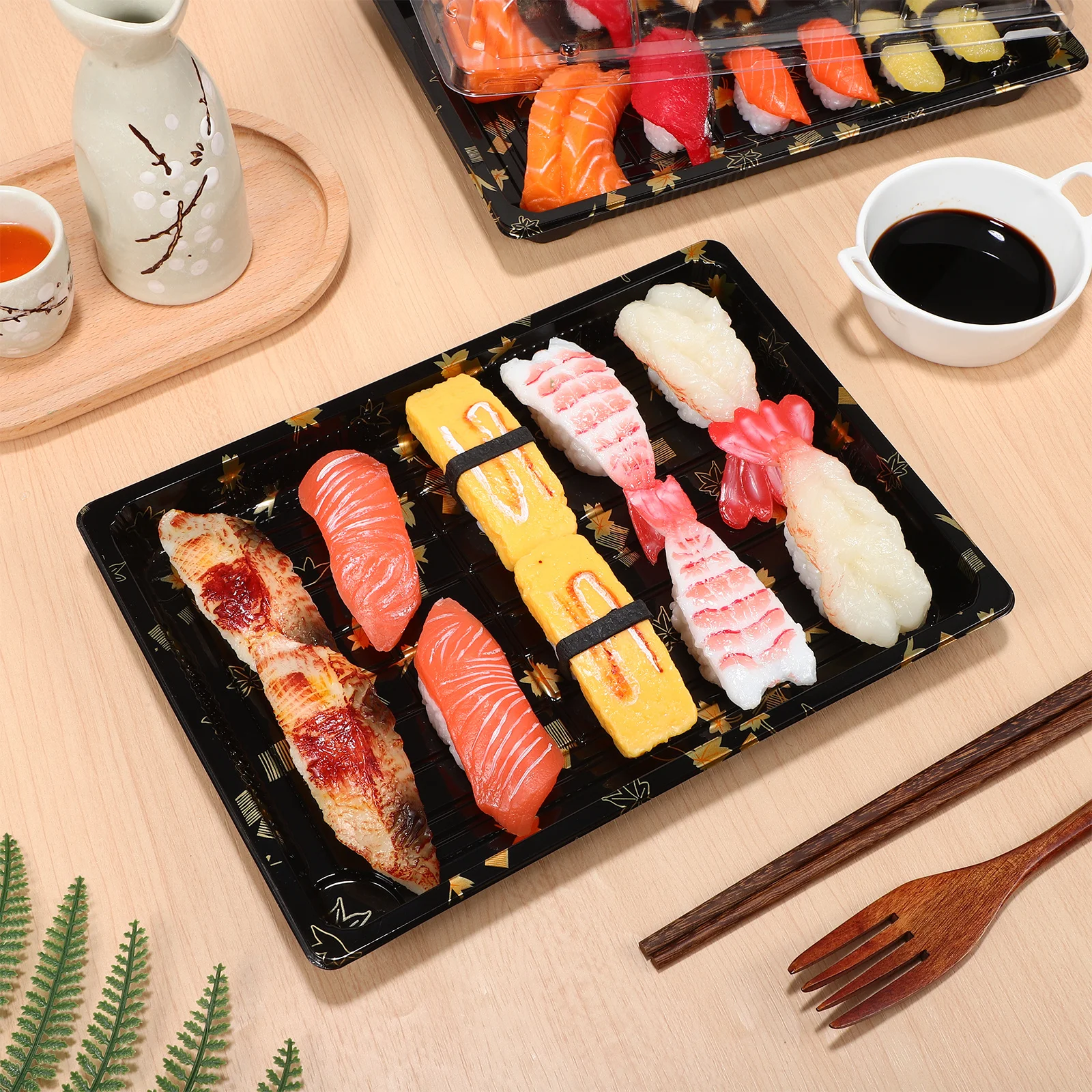 

20pcs Plastic Sushi Box Rectangle Serving Trays Food Grade Disposable Platter Sandwich Tray Buffet Containers Party Restaurant