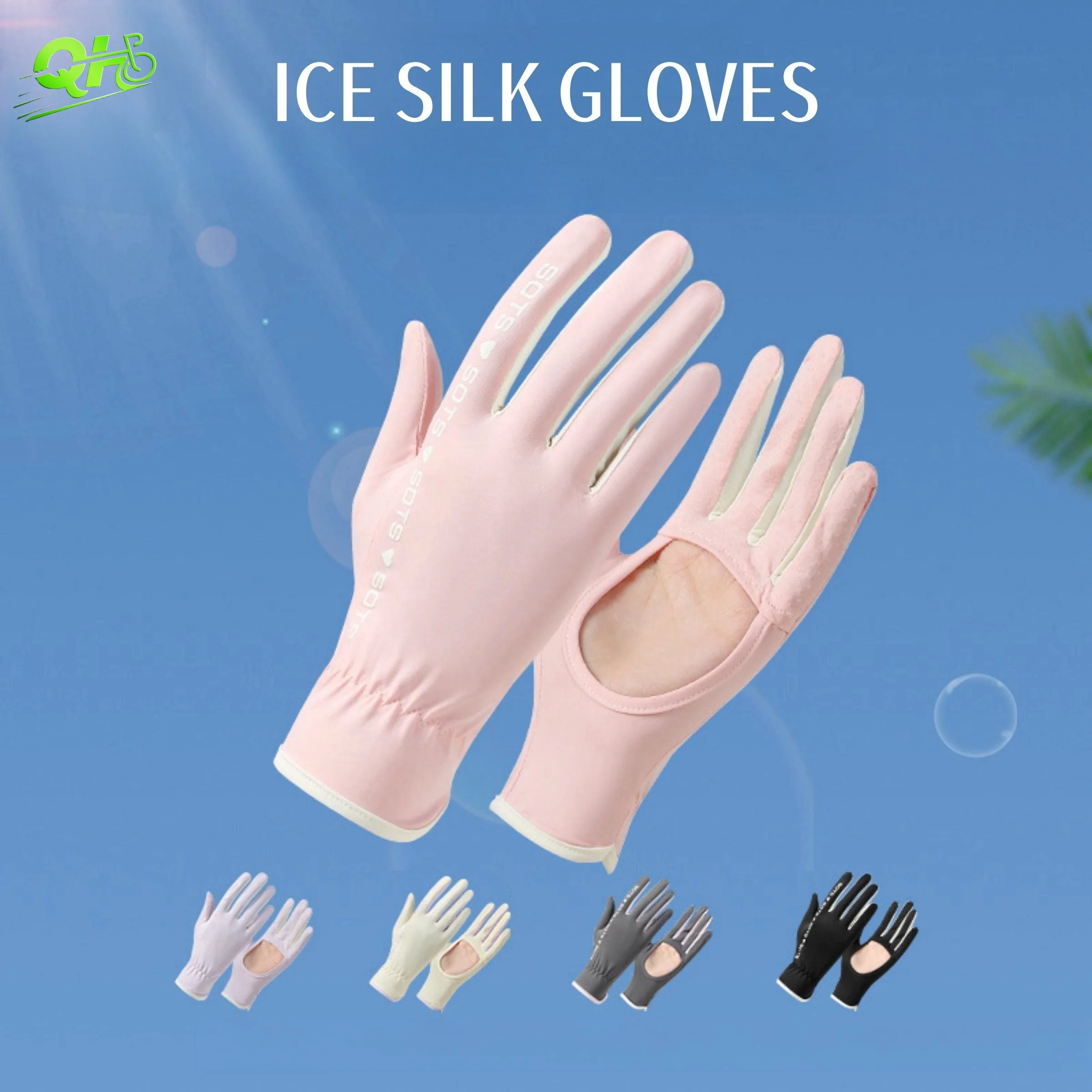 

Women Summer Light Cycling Gloves Electric Scooters Ice Silk Anti-Skid Hollow Out Palm Anti UV Slip ciclismo Touchscreen Guants