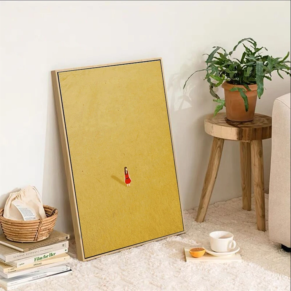 Abstract Creative Alone Girl Wall Art Poster Prints Minimalist Colorful Style Canvas Painting Picture for Living Room Home Decor
