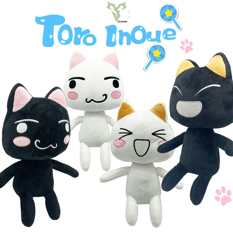 Rytanda Black Toro Inoue Cat Plush Toy Soft Stuffed Kittens Cute Animal Doll For Girls Kids Cat Plushies Christmas Birthday Gift