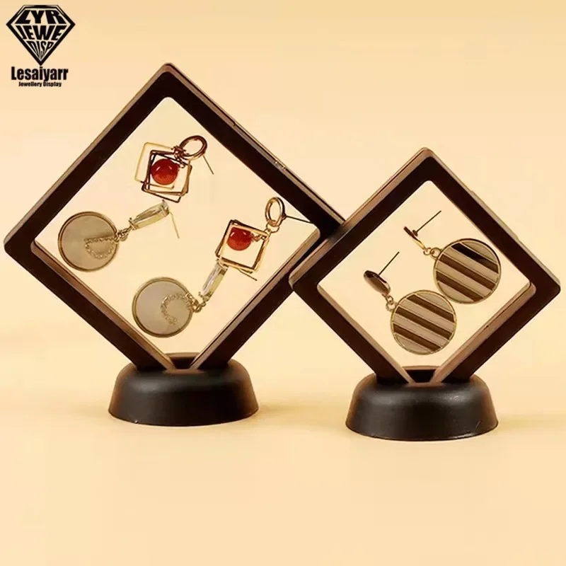 Transparent Film Jewelry Packing Box Suspended Ring Earrings Display Stand Holder Coin Collection Gems Storage PET Membrane Case