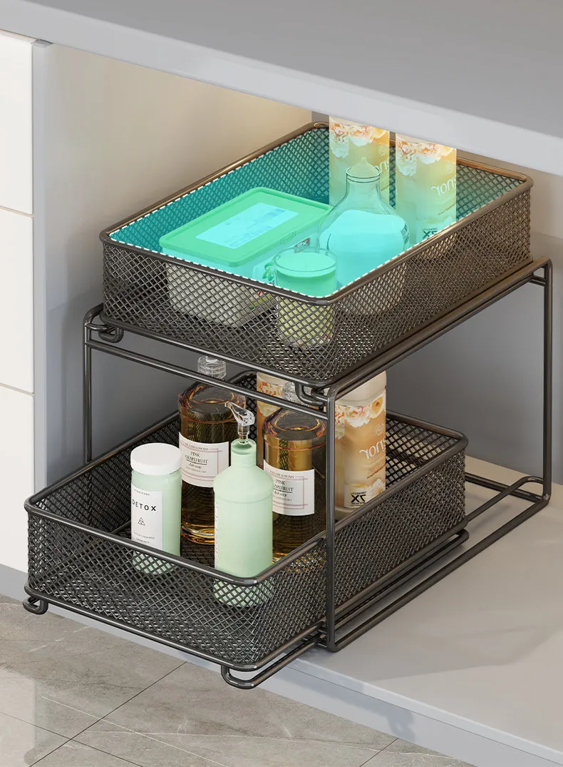 DSA cabinet rack finishing basket cabinet layered rack pull-out toiletries storage ******der sink storage basket