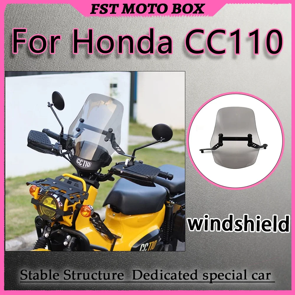 For Honda CC110 Motorcycle Windshield Multi-Function Flow Guiding Design Quick Install & Remove Steering Non-Interference