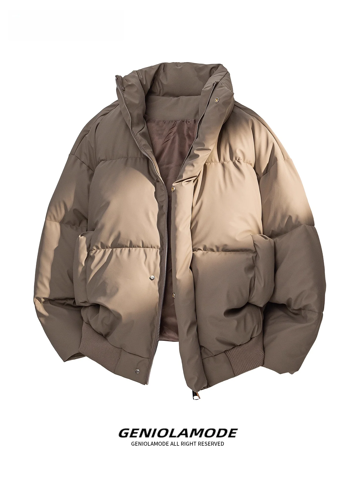 

Genio Lamode American Sle ort Cotton Jaet PU Leather Stand Collar Men's Winter Couple's Cotton Coat Trendy Outerwear