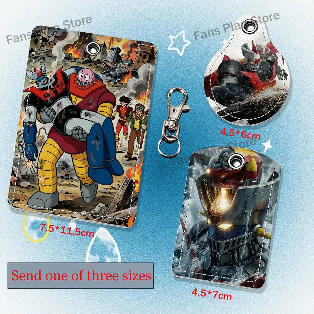 Rocket Punch M-Mazinger Z Leather Card Holder with Exquisite Keychain purpose Case Air Tag Metro ID Access Control Card Badge