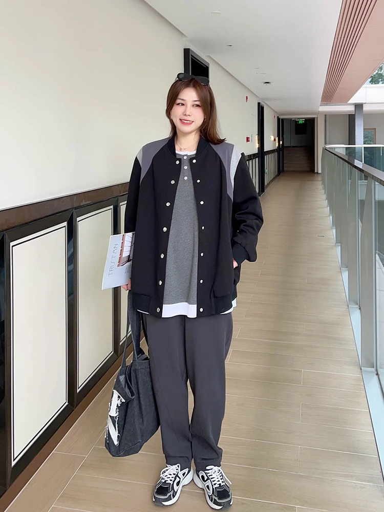 

Куртка-бомбер Vogana в стиле американского ретро, свободного кроя, с круглым вырезом, удлиненная, весенняя верхняя одежда