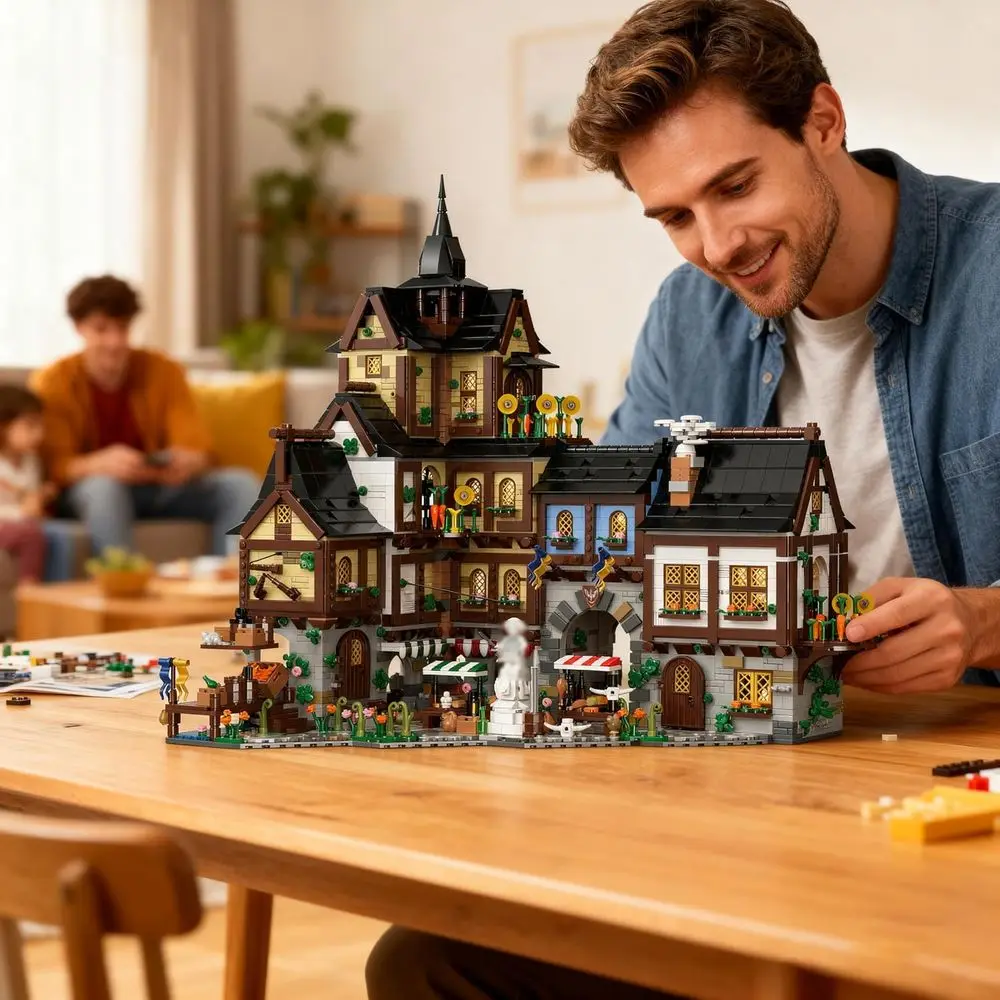 Volwassen Viking Village Town Center-bouwset met 3867-delig, architectonisch speelgoed voor creatief spelen