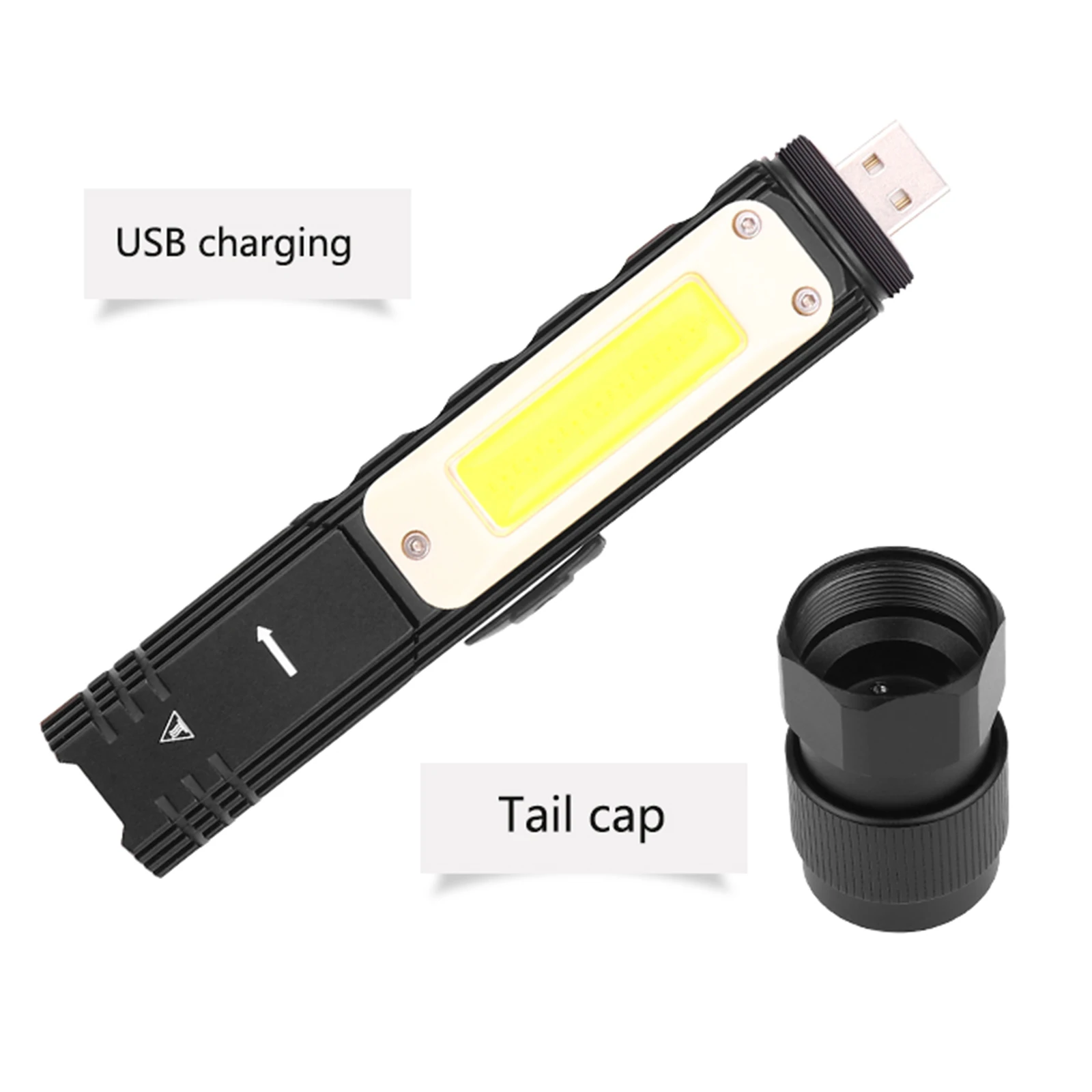 Mini LED Corner Flashlight Rotatable COB Work Light USB Rechargeable Waterproof Headlight With Magnet Portable Lighting Tool