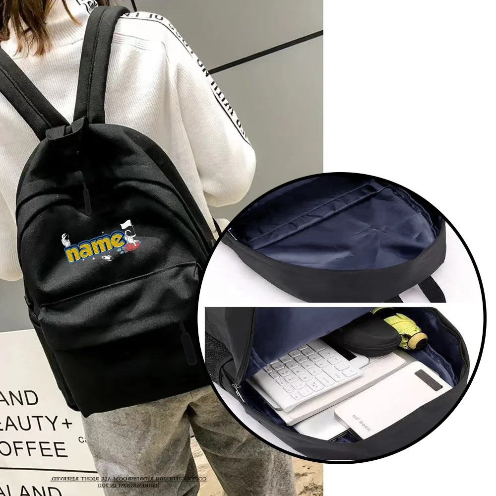 شخصية مخصصة اسم أزياء متعددة الوظائف على ظهره للجنسين كتاب تخزين المدرسية سعة كبيرة سستة حقيبة سفر #3