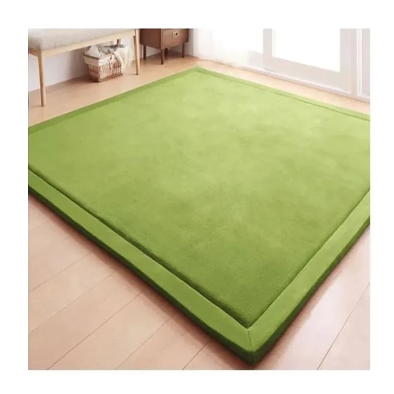 Thick Tatami Large Pad Non Slip Backing Solid Color Carpet for Bedroom Dormitory Yoga