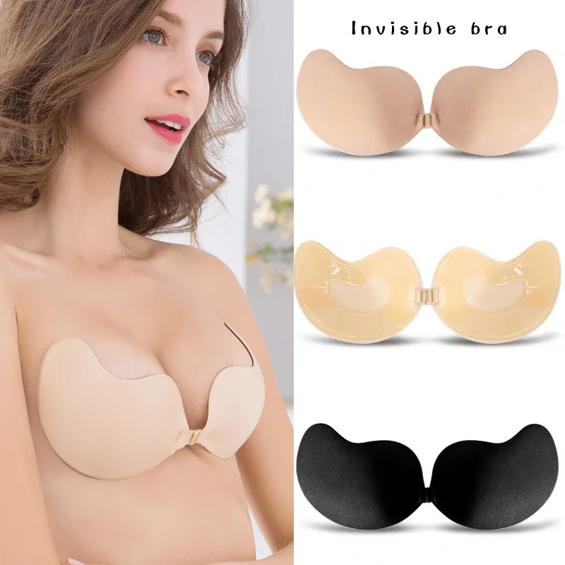 Soutien-gorge invisible auto-adhésif en silicone réutilisable, autocollant de poitrine à la mangue, bande de levage, soutien-gorge push-up sans bretelles